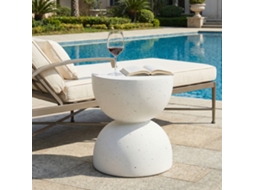 Mesa Lateral Exterior Mgo Leve Branco Terrazzo Jardim VELTRIX