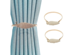 Suporte Para Varão De Cortina, Conjunto Com 2 Unidades, Design Com Mola, Detalhe Dourado