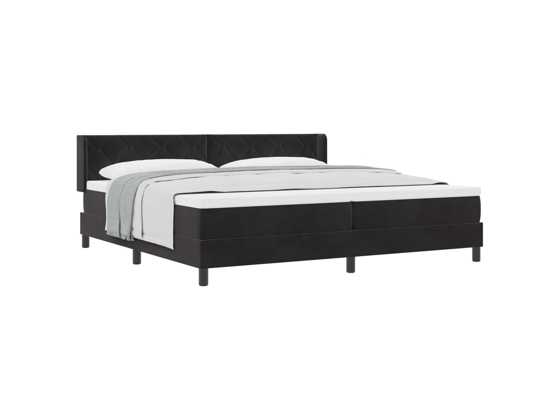 Cama Box com Cabeceira Manual Preto 200x200cm veludo MAISON EXCLUSIVE