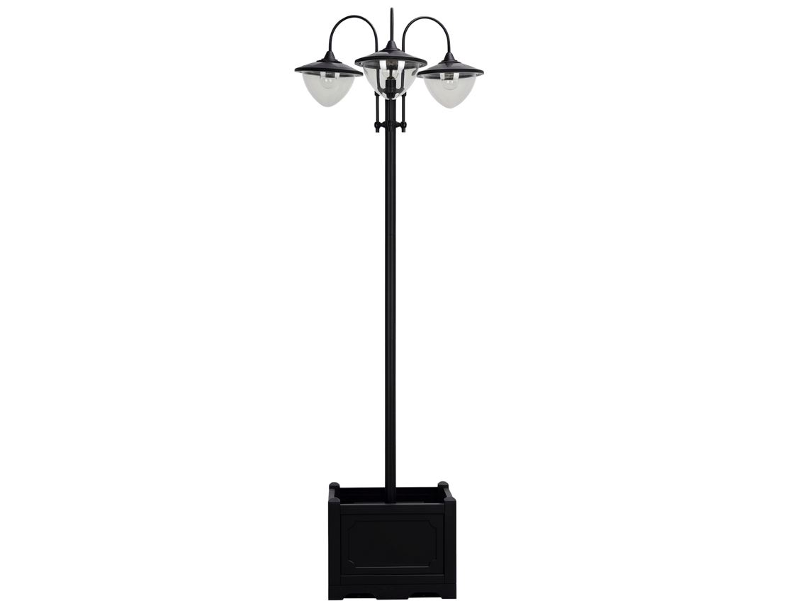 Luminária Solar De Jardim Em Metal,poste 189cm Com Controle De Luz,lanterna Externa Impermeável Ip44 Com Base Vaso Para Decoração Varanda Preto