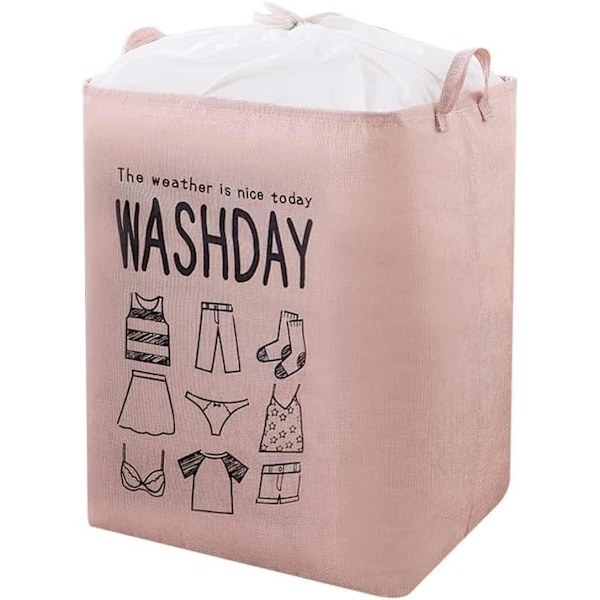 Cesto De Roupa Suja Grande, Saco Para Guardar Cobertores, Roupas, Brinquedos E Itens Diversos, Rosa