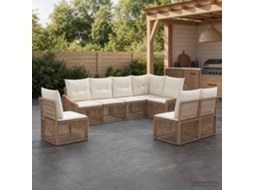 Vidaxl Conjunto De Sofá De Jardim 8 Unid. Bege Vime Pe