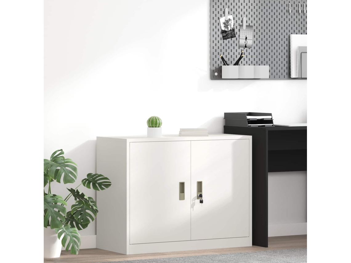 Vidaxl Armário De Arrumação Branco 90 X 40 X 70 Cm Aço