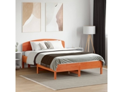 Vidaxl Cama Sem Colchão 135x190 Cm Madeira Pinho Maciça Castanho-mel