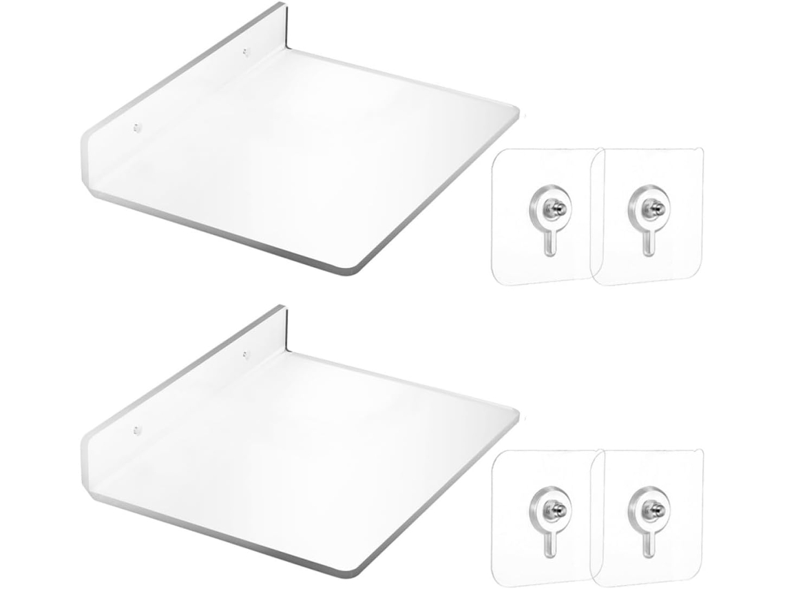 Zerodeko Conjunto De 2-prateleiras Organizadoras Acrílico Para Parede, Para Banheiro, Com Instalação Sem Furos