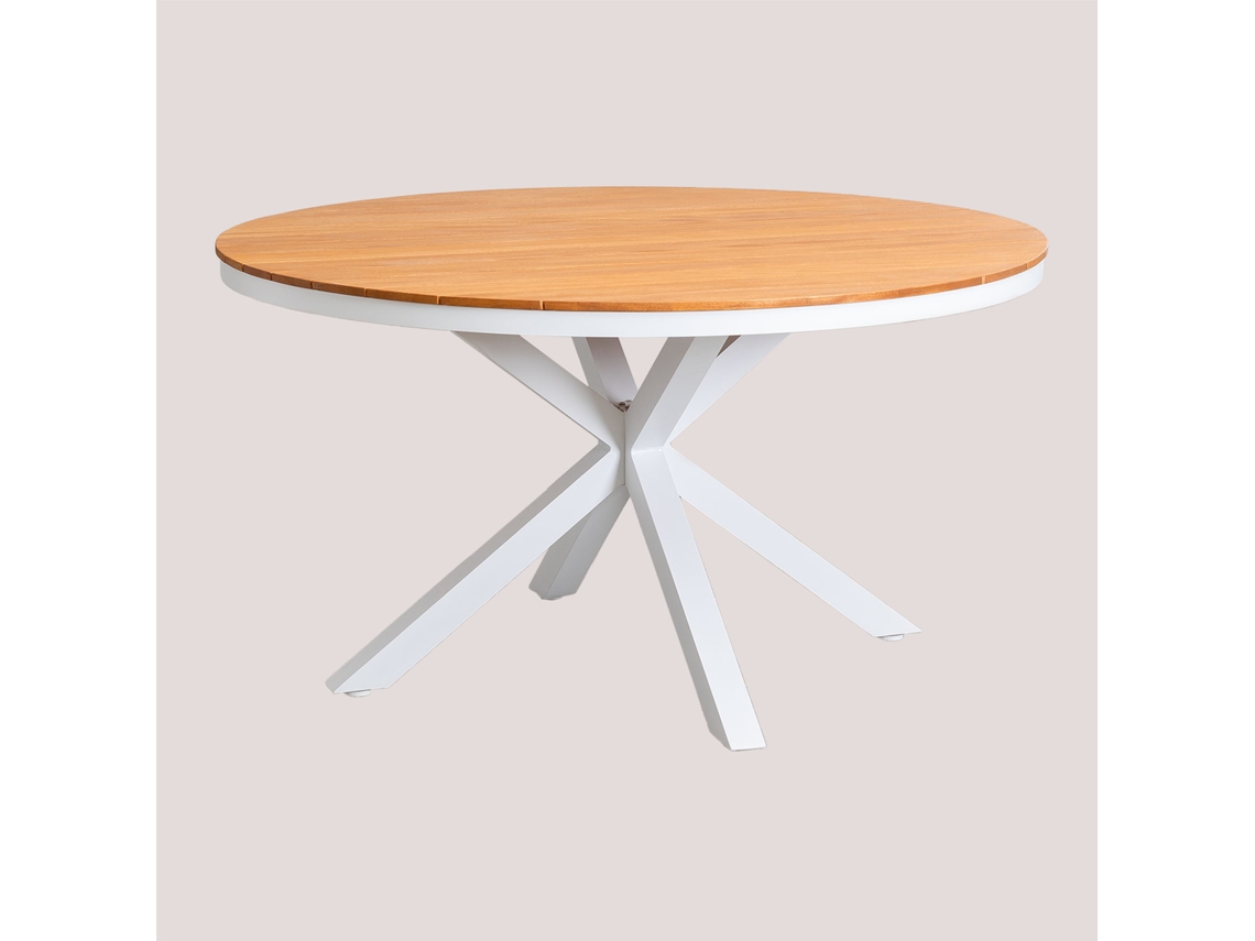 Mesa de Jardim Redonda em Madeira de Eucalipto e Alumínio ARCHER Ø140 cm SKLUM