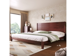 Cama Plataforma 180x200 Cabeceira Ripas Marrom
