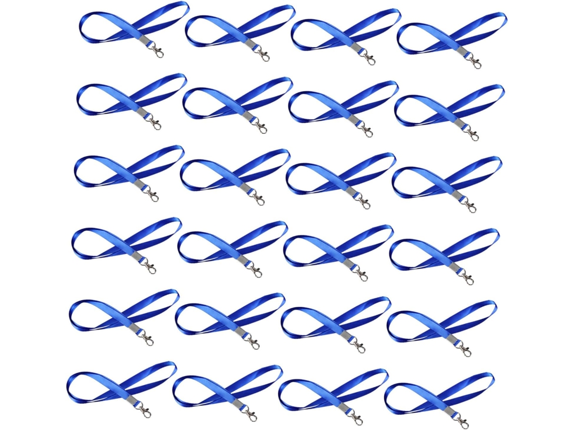 Cordão Porta- Crachá Com 50 Peças Para Identificação, Mosquetão, Azul, Ideal Uso No Escritório, Escola E
