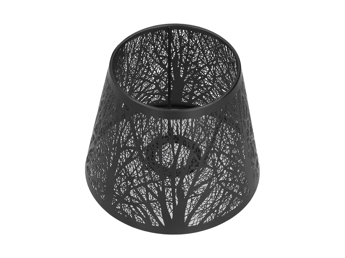 Yncm2026 - Luminária de Ferro Forjado com Canopla Entalhada em Formato de Árvore da Floresta, Soquete E27 Mini, para Mesa, Quarto, Decoração Preta