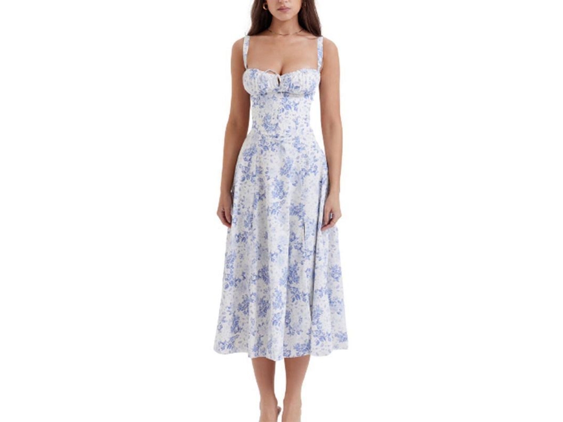 2026 vestido Sundress Sem Mangas de Estampado Moda com Cordão e Calcinha para Mulher