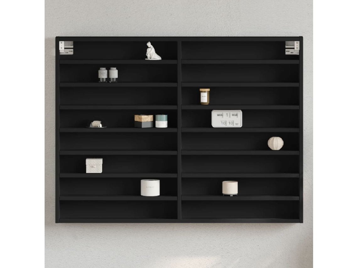 Vidaxl Armário Vitrine 100x8,5x75 Cm Derivados De Madeira Preto