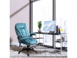 Cadeira De Escritório 6 Pontos Massagem Com Inclinação E Aquecimento, Altura Ajustável 68x72x110-120cm, Azul