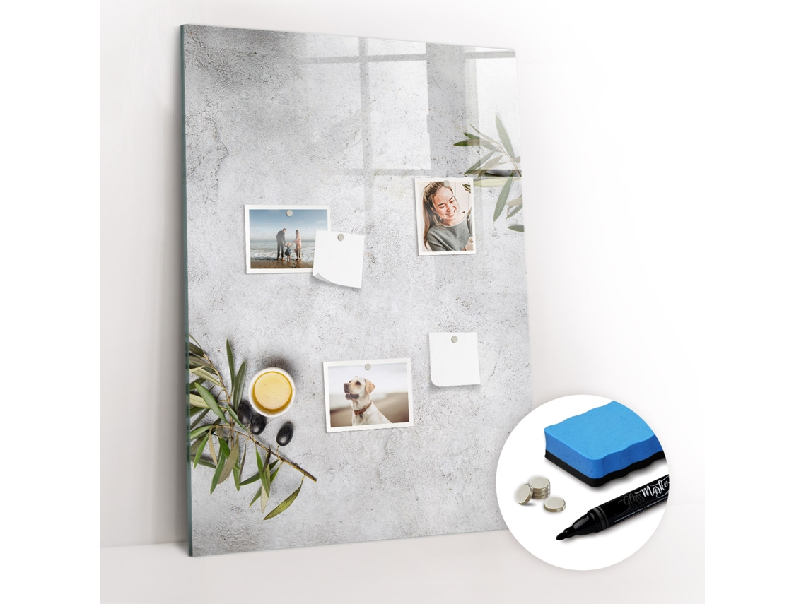 Quadro Magnético De Parede Concreto E Oliveiras Para O Corredor Espelharte (70x100 Cm)