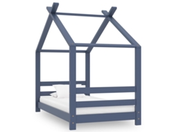 Vidaxl Estrutura De Cama Para Crianças 70x140 Cm Pinho Maciço Cinzento