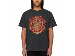 Rockinstone Harry Potter Hogwarts Christmas Badge Black T-shirt Size:xl
