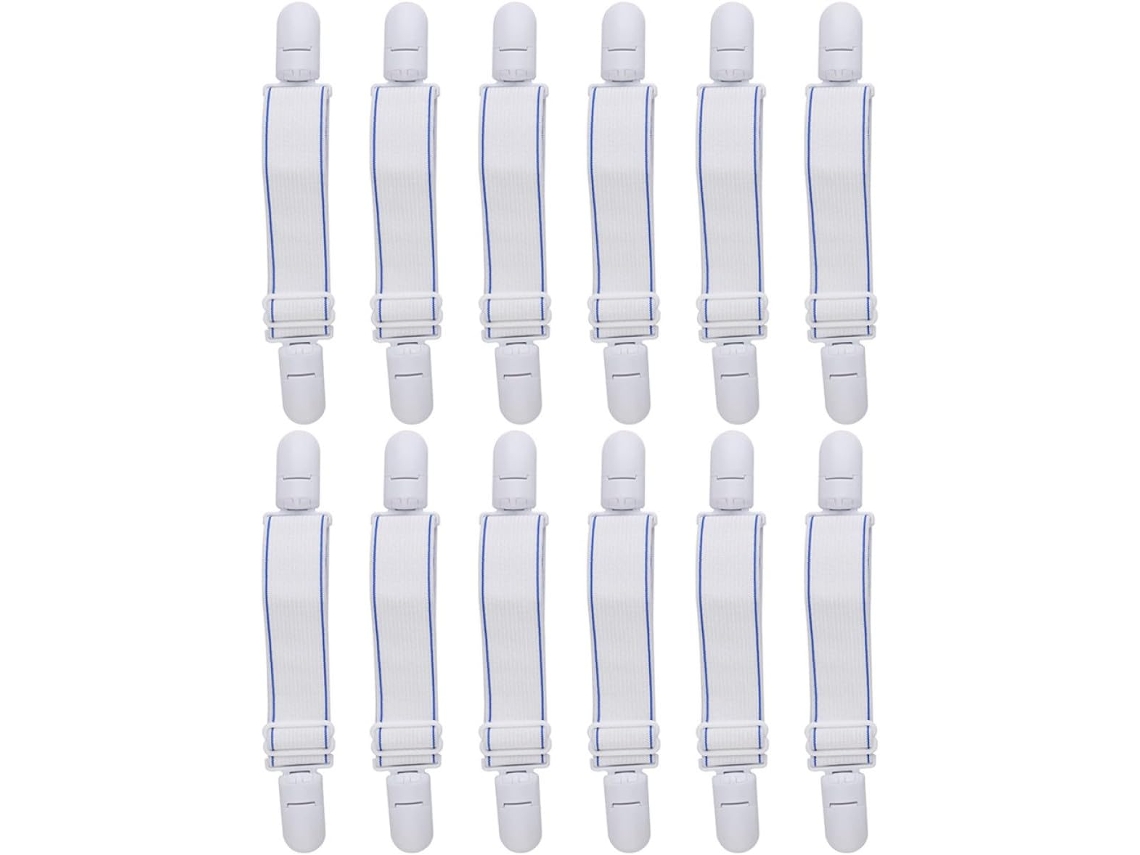 Conjunto de 12 Peças Tiras Tensão para Lençóis, Clipes Elásticos Fixação Elástico, Suportes CHABERLU