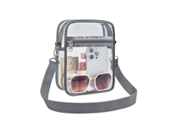 Bolsa de Ombro/transversal Impermeável Transparente em Pvc cinza 40 Mícrons, Tamanho Pequeno YUNZII (19*15*4,6cm)