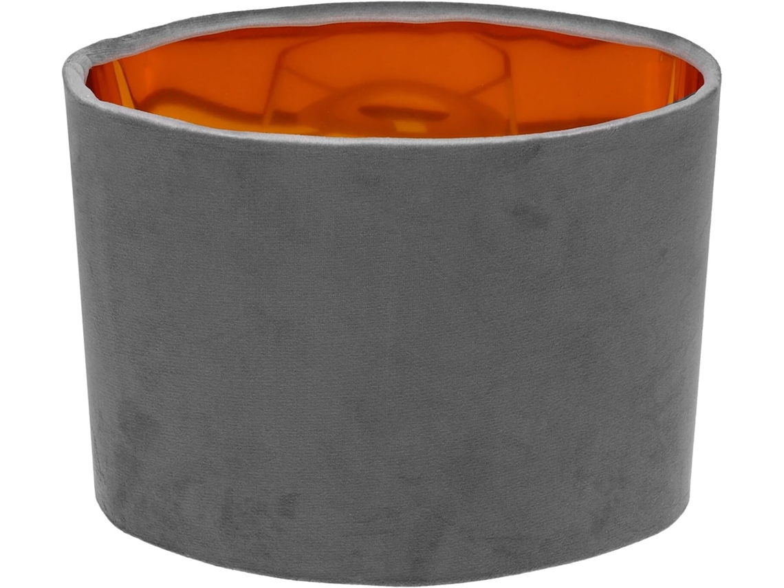 Abajur Oval Decorativo de Veludo para Luminárias de Mesa e de Chão, Compatível com Soquetes e para Uso Interno, Cinza e Dourado. SFUSHOS