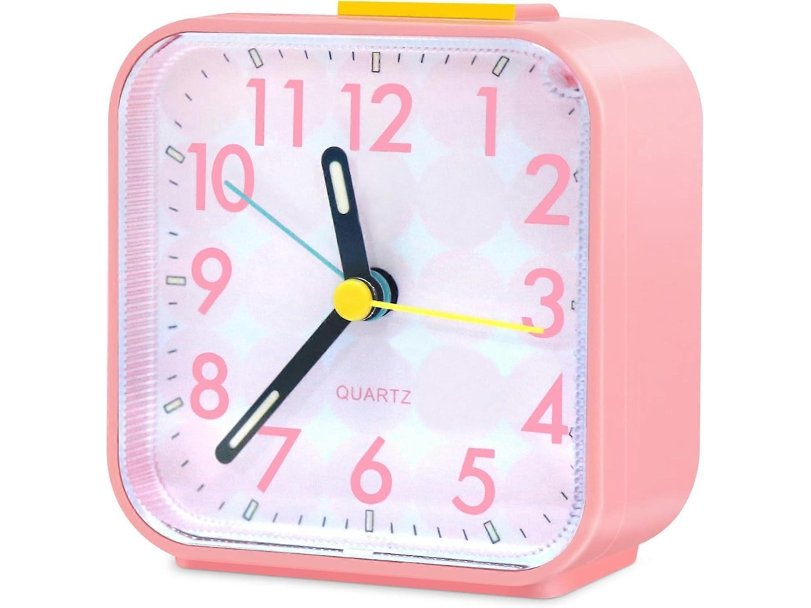 Silent Alarm Clock - Non-ticking Bedside Desk Clock, Battery Powered, Large Display, Snooze Function, Good For Heavy Sleepers, Pink(aaa)