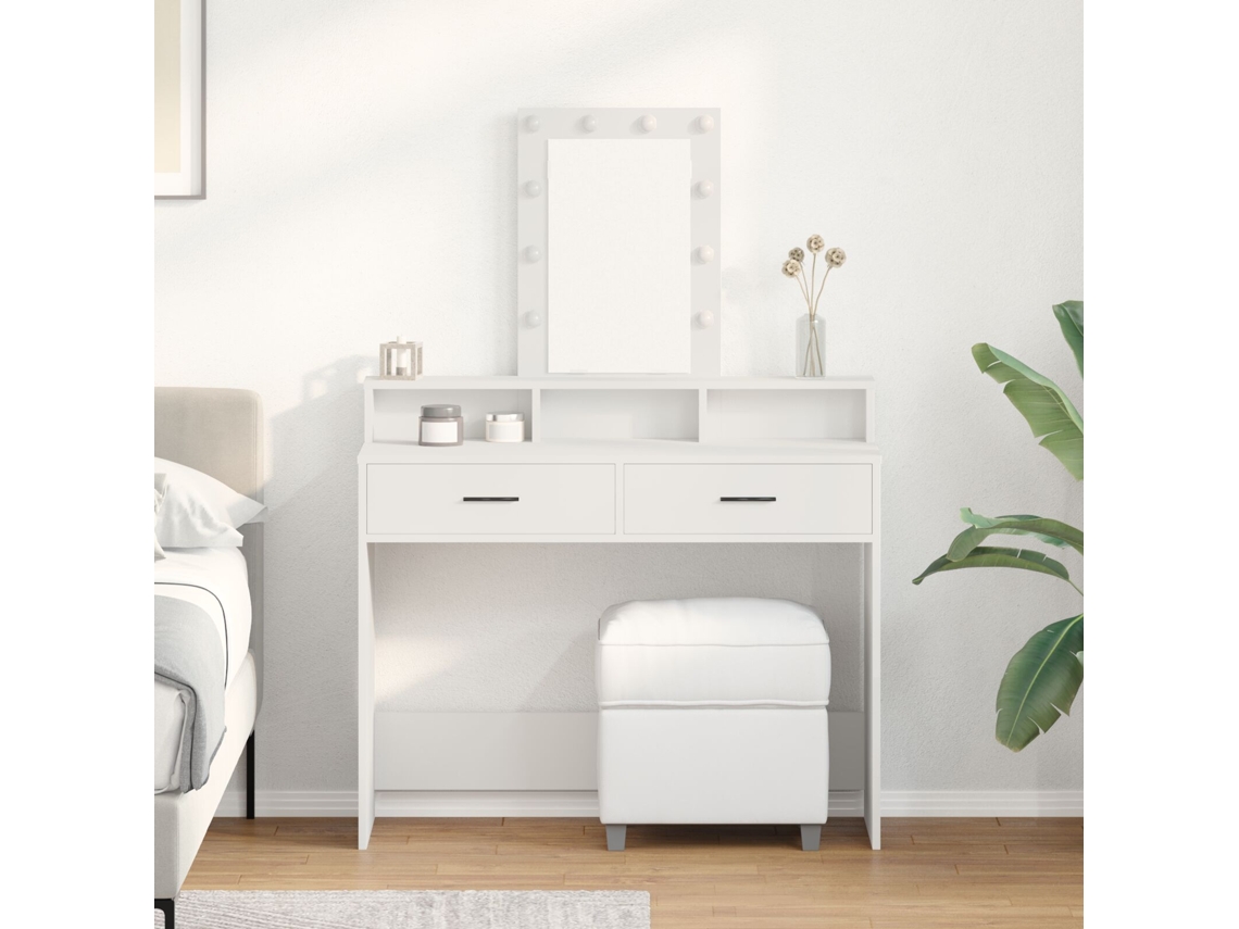 Mesa De Maquilhagem Branca Mdf 100 X 41 X 140 Cm Lovely Home