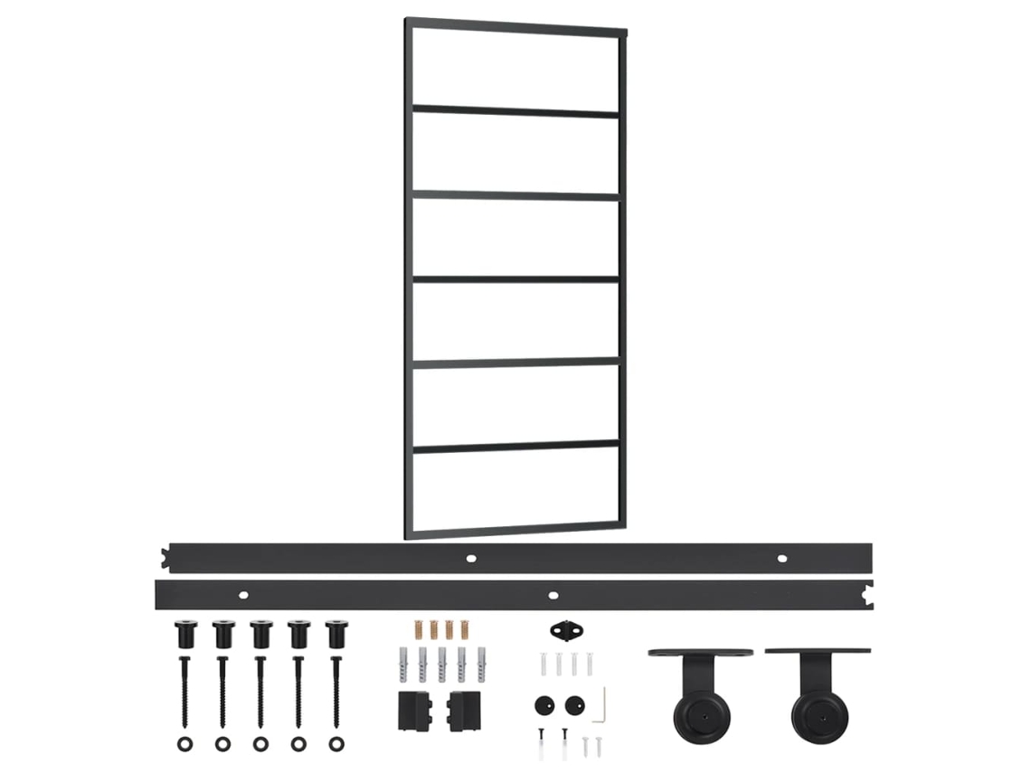 Sliding Door, Sliding Doors Vidaxl Preto Alumínio (90 X 205 Cm (trilho Deslizante De 183 Cm))