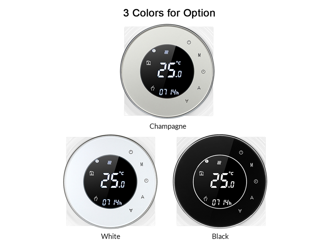 Yuru termostato Inteligente Wi fi Programável com Tela Lcd Touchscreen, Controle Via App e Voz, Compatível com Amazon Echo e Tmall Genie