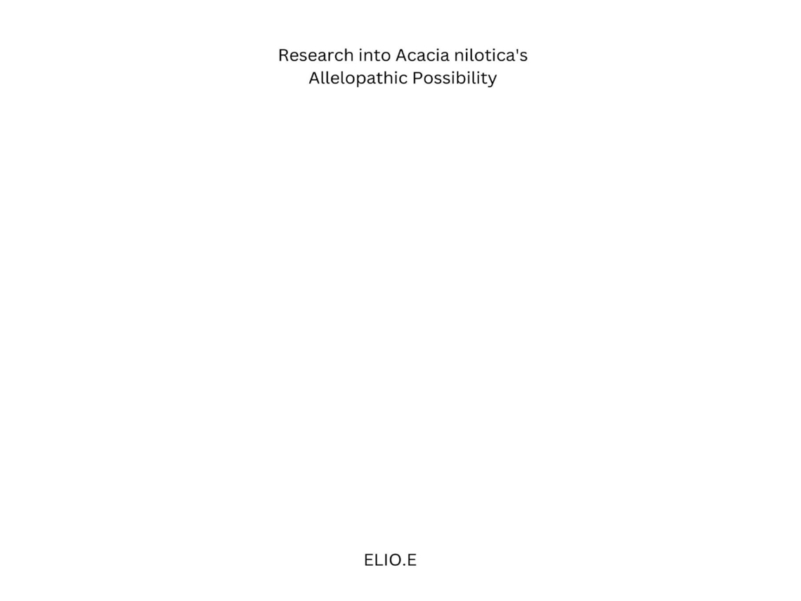 Livro Research into Acacia niloticas Allelopathic Possibility de ELIO E (Inglês)