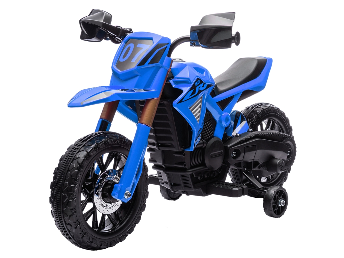 Mota Elétrica Para Crianças Moto A Bateria Para 6v Com Rodas De Treino E Buzina 105x57x62 Cm Azul