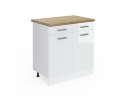 Móvel de cozinha R-Line, 80cm PT Carvalho, Branco Alto Brilho, Branco, VICCO