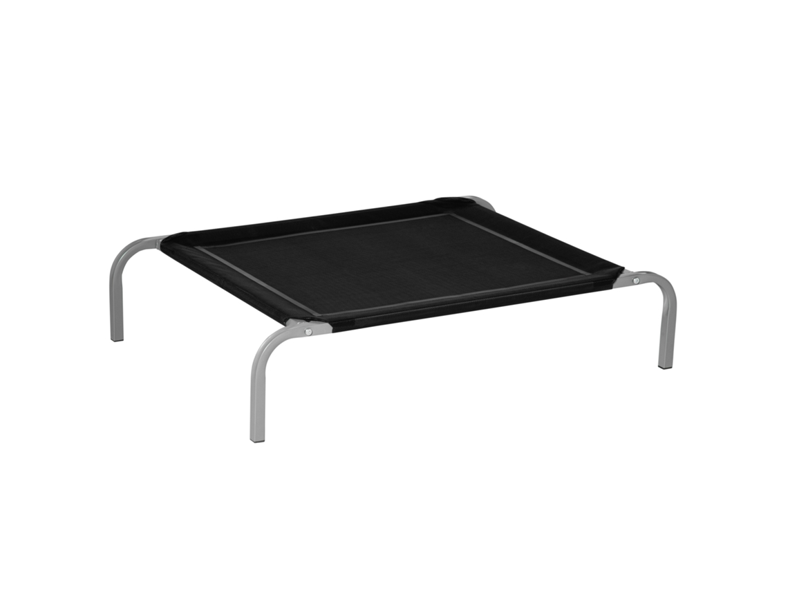 Cama Elevada Em Textilene Para Exterior 90x65x20 Cm Preto