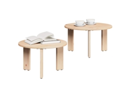 Mesa de Centro 2 Pcs Natural Madeira de Pinho Maciça MAISON EXCLUSIVE