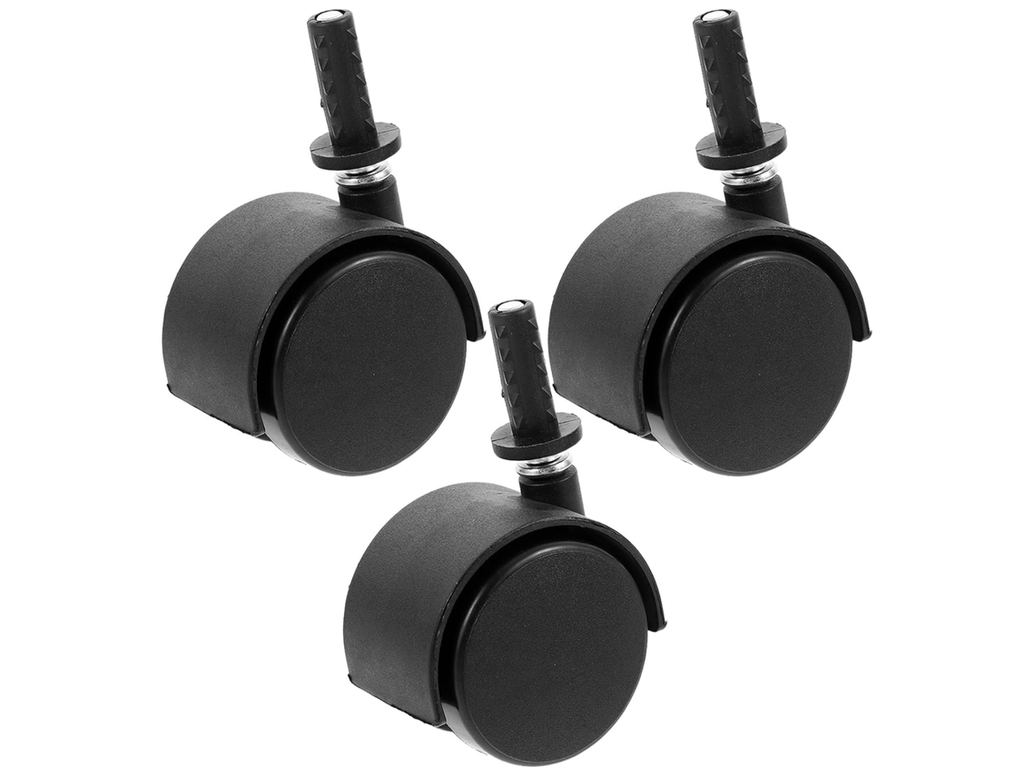 Conjunto Com 3 Rodízios Giratórios Universais Em Plástico Preto, Acabamento Moderno