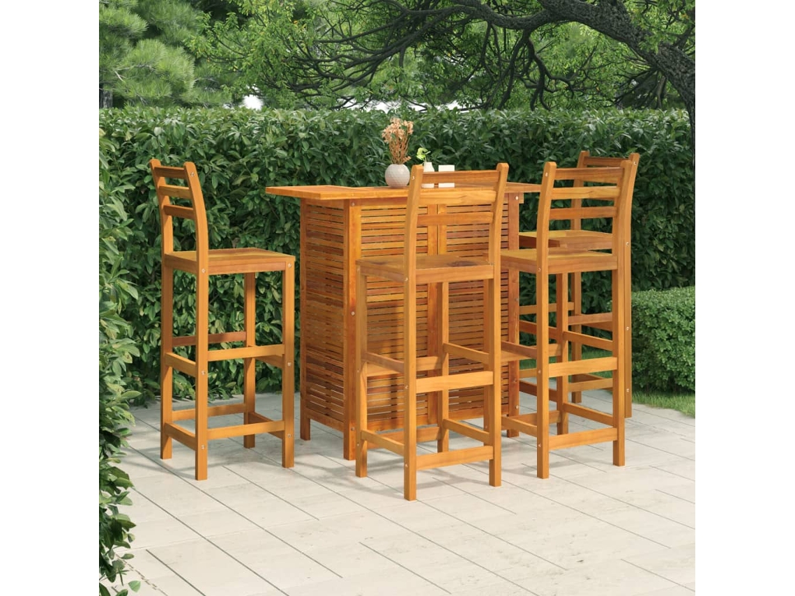 Vidaxl 5 Pcs Conjunto De Bar Para Jardim Madeira De Acácia Maciça