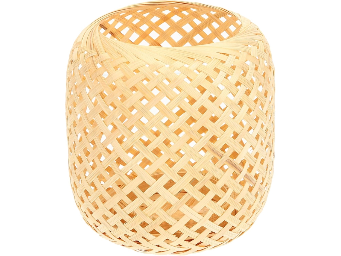 Abajur Suspenso Pequeno, Leve E Resistente, Feito De Bambu Natural Trançado.