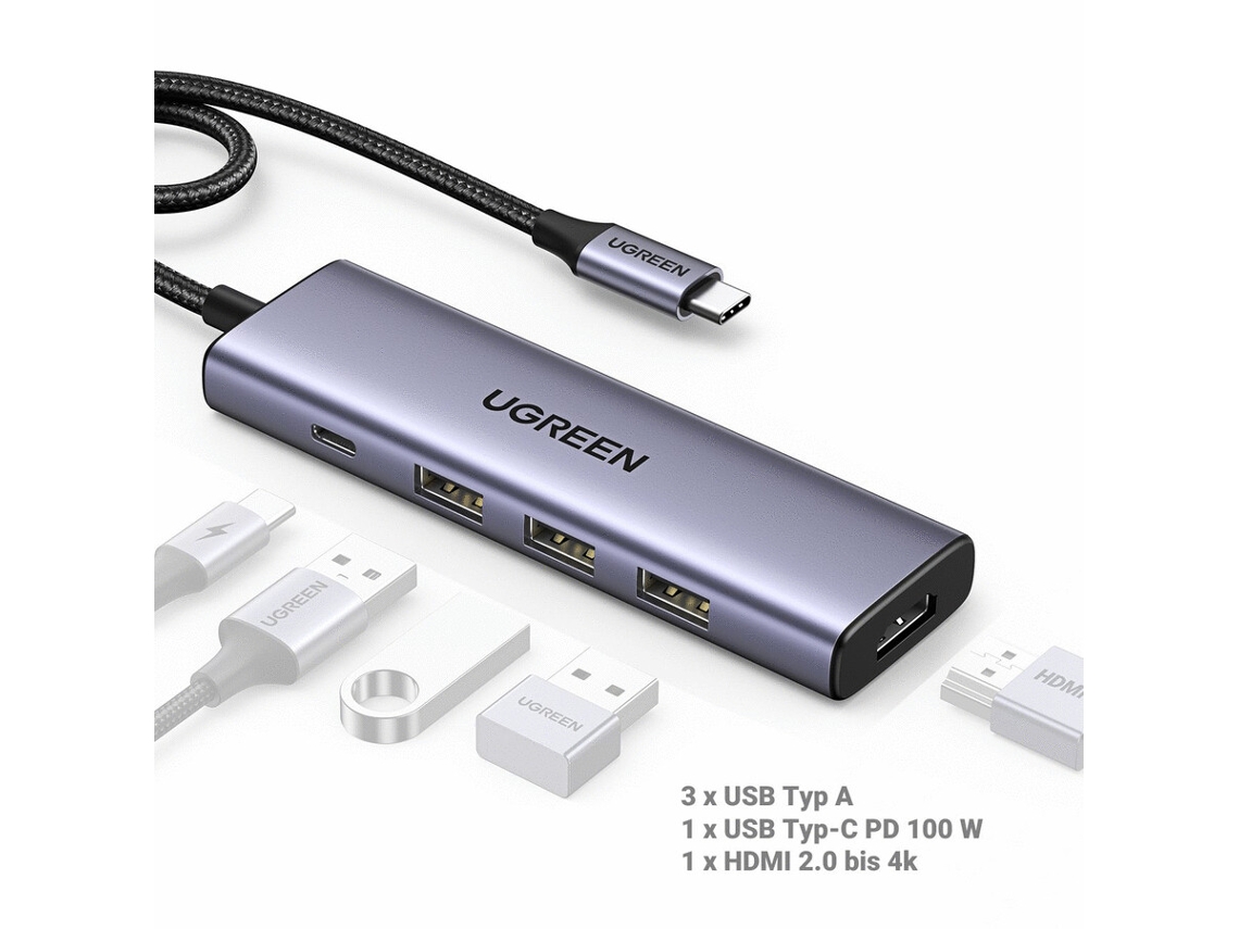 Adaptador Usb Tipo Hub Multiporta UGREEN