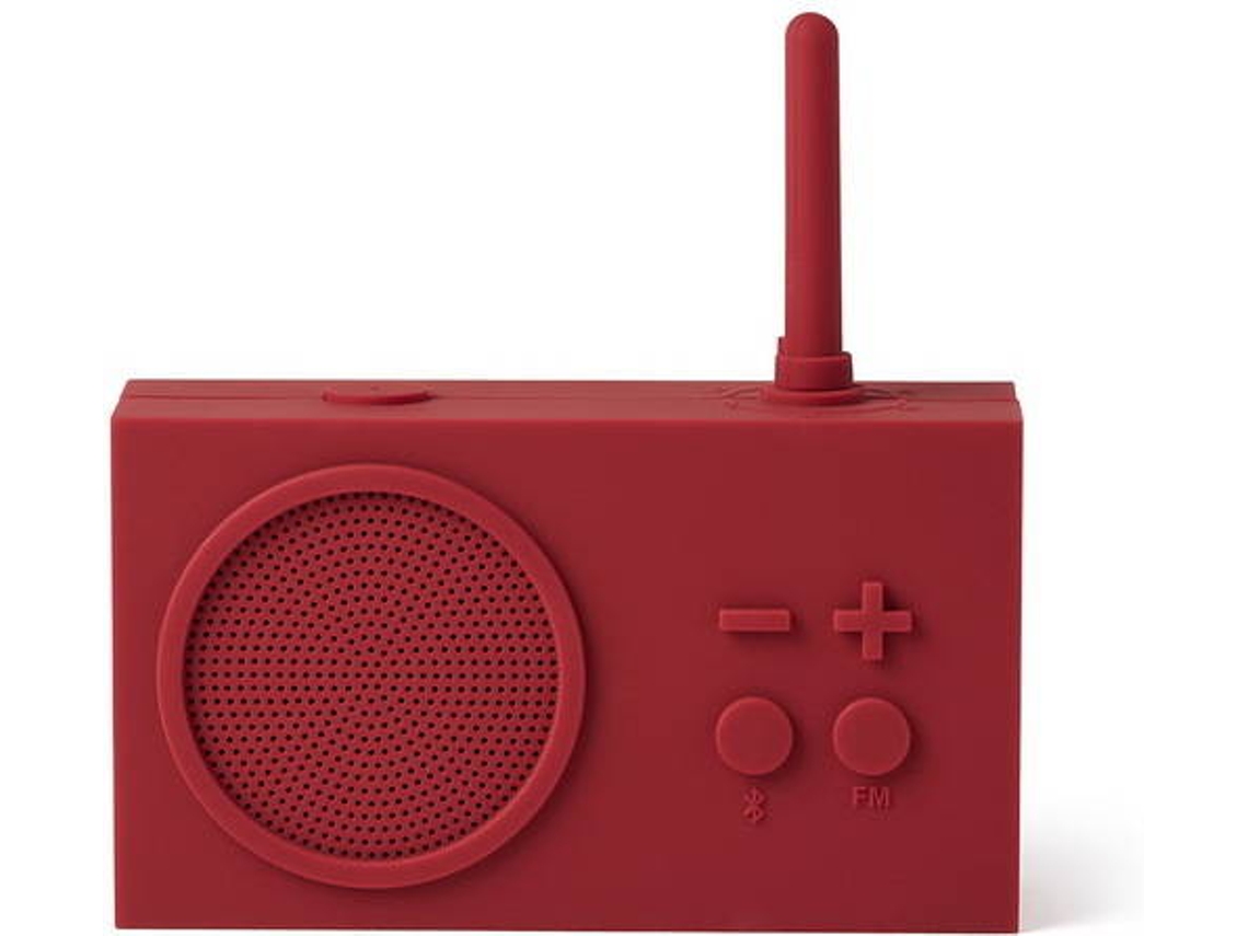 Rádio FM Bluetooth LEXON TYKHO 3 (Autonomia: Até 20 horas - USB-C - Vermelho Mate)