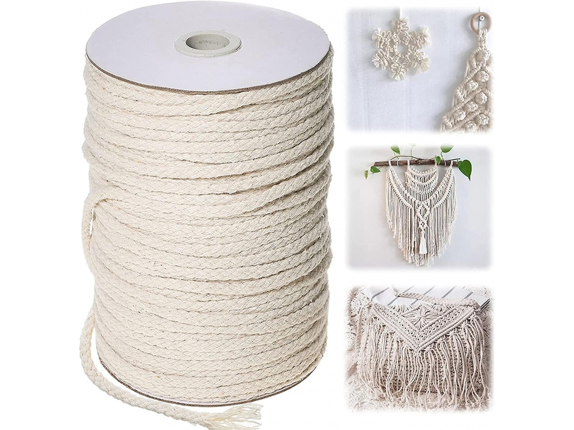 Lurelia Corda Macramê Algodão 5 Mm X 100 M 8 Fios Natural Para Tricô Decoração Diy