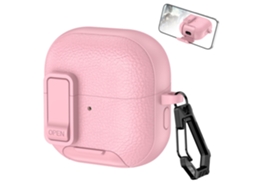 Capa em Couro Vegano PANOONA para Huawei Freeclip2, com Mosquetão, compatível com Carregamento Sem Fio, Rosa