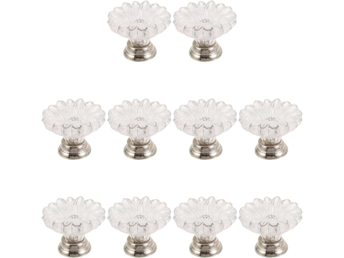 Conjunto De 10 Puxadores Transparentes Em Acrílico Com Furo, Textura Clara E Superfície Estável, Ideais Para Gavetas E