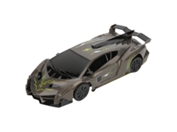 Primerox brinquedo Carro Controle Remoto Wall Racing Rechargeable 1:28 com Luzes Led Prata
