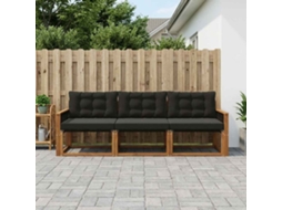 Vidaxl Conjunto De Sofás Para Exterior 3 Unid. Natural E Preto