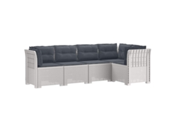 Vidaxl Sofá De Jardim De 5 Pessoas Com Almofadas Visual De Rattan Pp