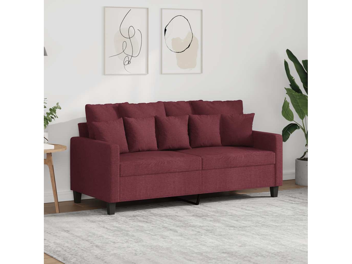 Vidaxl Sofá De 2 Lugares Tecido 140 Cm Vermelho Tinto