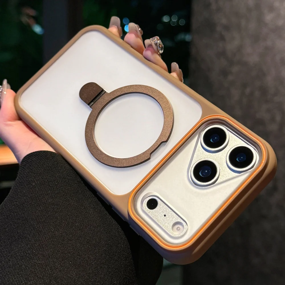 Capa Fosca Magsafe Para Iphone 11 (dourada) Com Suporte Magnético Em Anel.