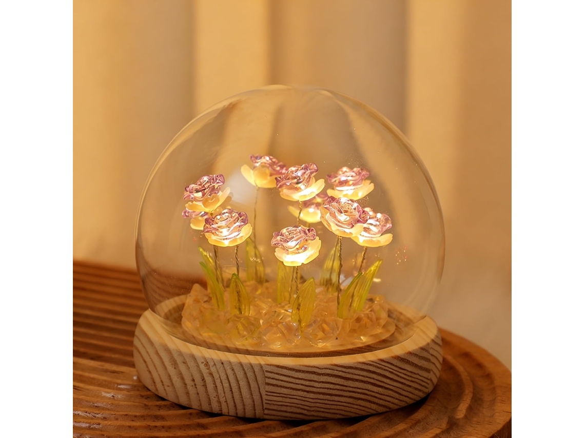 Abajur Com Cúpula De Vidro, Luminária Floral Romântica Feita À Mão E