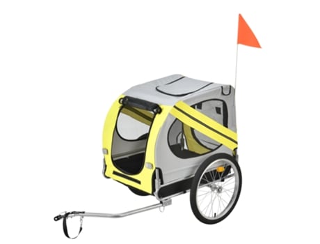 Atrelado para bicicletas para animais de estimação 138 x 71 x 90 cm até 26 kg Amarelo Preto pro.tec