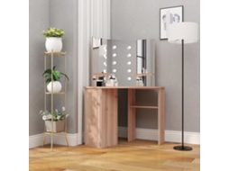 Vidaxl Toucador De Canto Com Led 111x54x141,5 Cm Carvalho