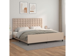 Cama De Casal | Camas Para Quarto | Estrutura Cama Cabeceira 200x200 Cm Couro Artificial Cappuccino