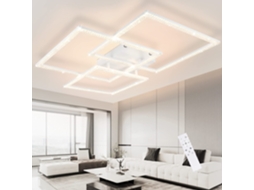 Zmh Luminária De Teto Led Com Design Quadrado E Cristal Branco Para Sala De Estar Com Controle Remoto De 82 W