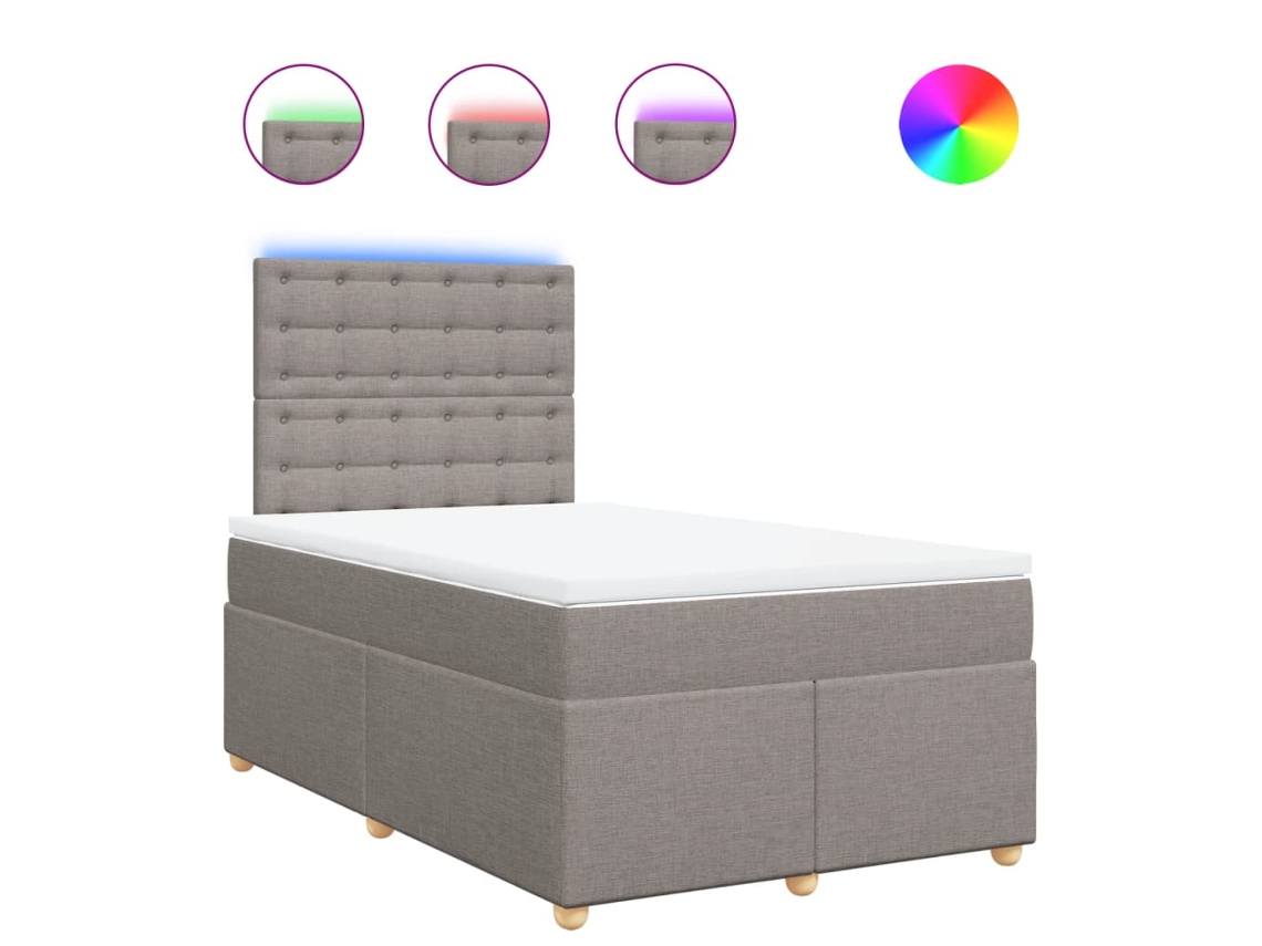 Box Spring Bed, Box Spring Beds Vidaxl Cinzento-acastanhado Tecido (120 X 190 Cm)